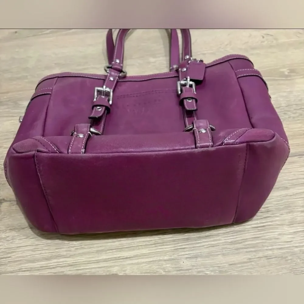 Coach Vintage Soho East West Gallery Magenta Purple Pink Leather Tote Bag Purse